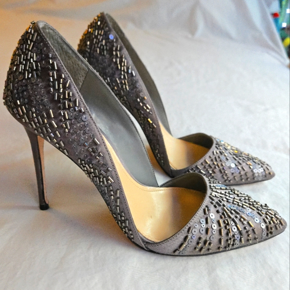 Imagine Vince Camuto Ova Embellished d'Orsay Pump Charcoal Sequin Stiletto